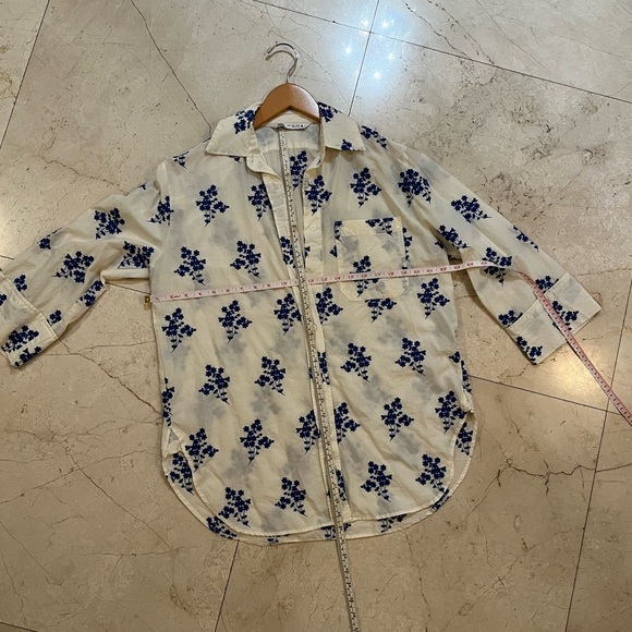 Zara Floral Print Women's Top - Blue and Cream, size L - Picture 2 of 5